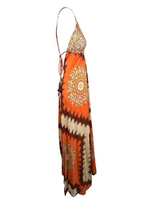 abito donna fantasia atzeca arancio Pahiesa Formentera | VLG2433ARANCIONE MARRONE